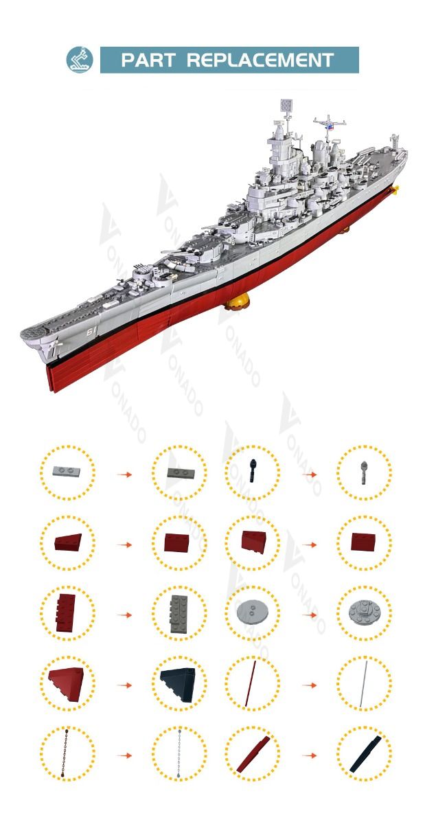 MOC USS Iowa BB-61 Battleships building blocks kit with
