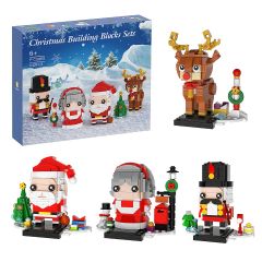 MOC Christmas Building Sets contain Christmas Reindeer, Nutcrackers, Mr. & Mrs. Claus, Santa Claus 