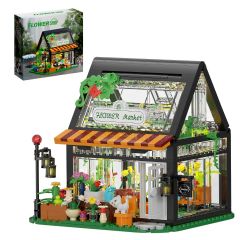 MOC Flower shop building blocks kit with box