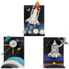 MOC-170937 Tales of the Space Age Voyager over the Rings of Saturn Space Shuttle Launch
