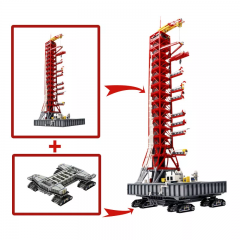 MOC NASA Saturn-V Launch Umbilical Tower + Crawler-Transporter building blocks kit with compatible bricks