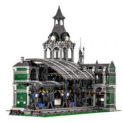 MOC-37719 Modular Train Station-Dark Green building blocks series bricks set