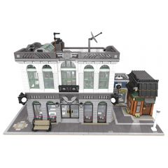 MOC-10811 Brick Bank with Coffee Shop building blocks kit with compatible bricks