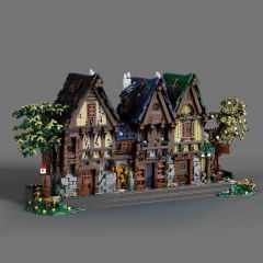 MOC-117629 Medieval Modular Street building blocks kit with compatible bricks