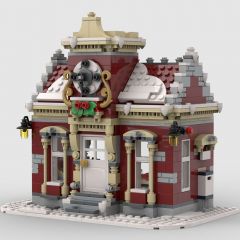 MOC-84431 Little Winter Town Hall Christmas building blocks set with compatible bricks