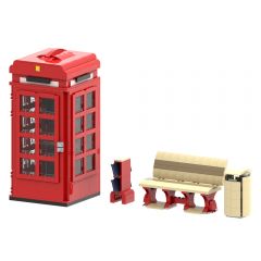 MOC-155550 London Red Telephone Box building blocks kit with compatible bricks