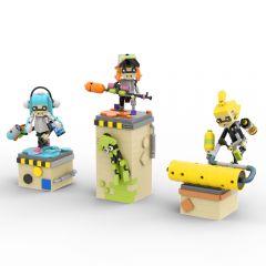 MOC Splatoon 3 Inklings set building blocks kit with compatible bricks