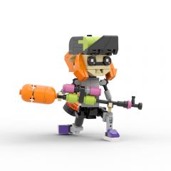 MOC Splatoon 3 Inklings orange building blocks kit with compatible bricks