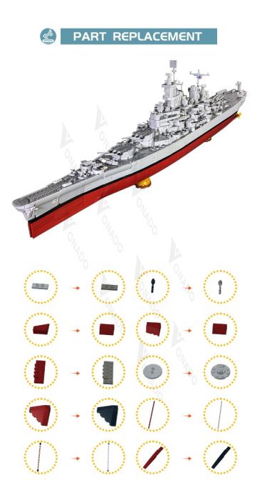 MOC USS Iowa BB-61 Battleships building blocks kit with