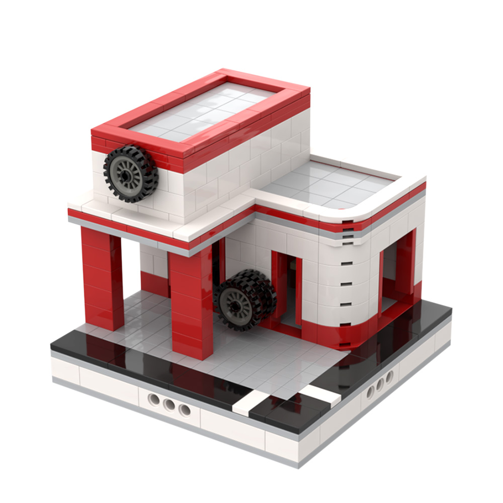 MOC-33928 Garage for a Modular City building blocks series bricks set (2 left in stock)
